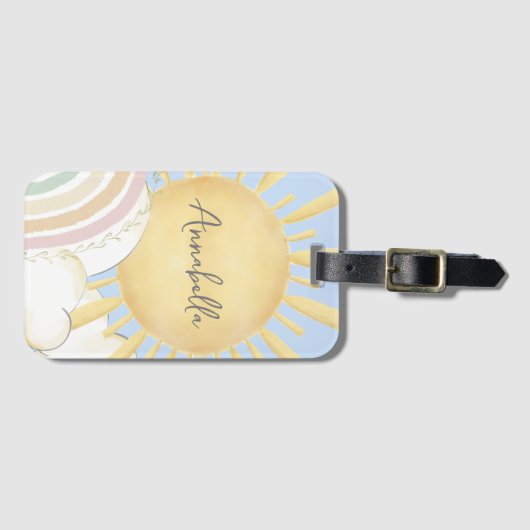 Kids Watercolor Sunshine Gepäckanhänger (Vorderseite (Horizontal))
