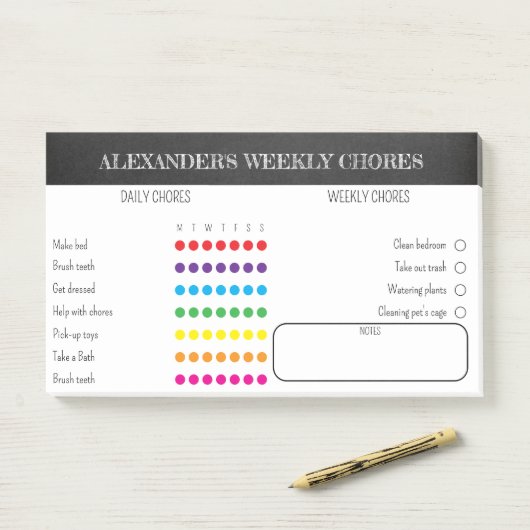 Kids Weekly Chores Post-It Notes Klebezettel (Auf Schreibtisch)