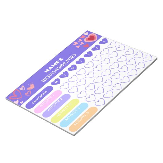 Kids Weekly ResponsIbility Chart Hearths Thema Notizblock (angewinkelt)