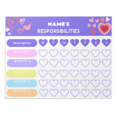 Kids Weekly ResponsIbility Chart Hearths Thema Notizblock (Vorderseite)