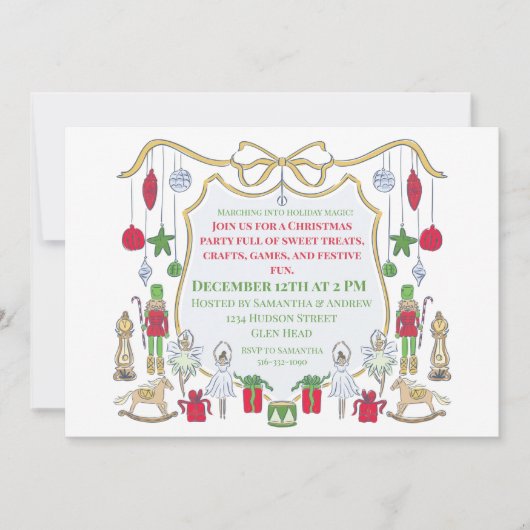 Kids Weihnachten Party Einladung Ballerina Soldier (Vorderseite)