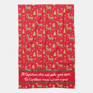 Kids Weihnachts Rentier Rot spielen Geschirrtuch