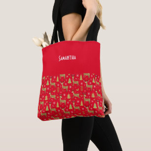 Kids Weihnachts-Rentiere spielen Roten Namen Tasche