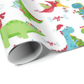 Kids Weihnachtsdinosaurier Wrapping Paper Geschenkpapier (Rolleneckpunkt)