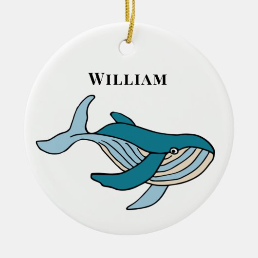 Kids Whale Klassischer Personalisierter Name Keramik Ornament (Vorne)