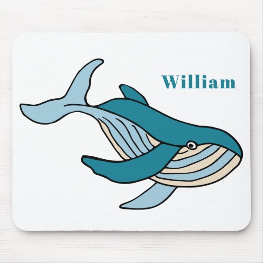 Kids Whale Klassischer Personalisierter Name Mousepad (Vorne)