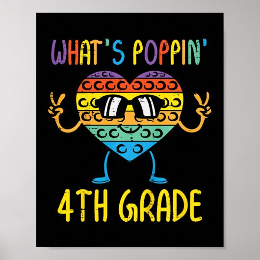 Kids Whats Poppin 4th Grade Heart Fidget Pop It Fi Poster (Vorne)