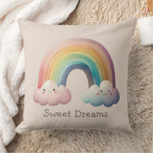 Kids Whimsical Pastel Rainbow in Clouds Kissen (Decke)