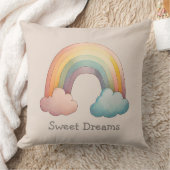 Kids Whimsical Pastel Rainbow in Clouds Kissen (Decke)