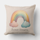 Kids Whimsical Pastel Rainbow in Clouds Kissen (Vorderseite)