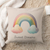 Kids Whimsical Pastel Rainbow in Clouds Kissen (Decke)