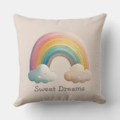 Kids Whimsical Pastel Rainbow in Clouds Kissen (Rückseite)