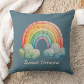 Kids Whimsical Pastel Rainbow in Clouds Kissen (Decke)