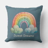 Kids Whimsical Pastel Rainbow in Clouds Kissen (Vorderseite)
