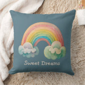 Kids Whimsical Pastel Rainbow in Clouds Kissen (Decke)