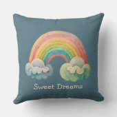Kids Whimsical Pastel Rainbow in Clouds Kissen (Rückseite)