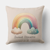 Kids Whimsical Pastel Rainbow in Clouds Kissen (Rückseite)