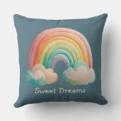 Kids Whimsical Pastel Rainbow in Clouds Kissen (Rückseite)