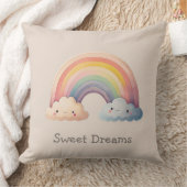Kids Whimsical Pastel Rainbow in Clouds Kissen (Decke)