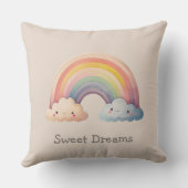 Kids Whimsical Pastel Rainbow in Clouds Kissen (Rückseite)