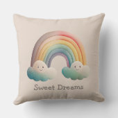 Kids Whimsical Pastel Rainbow in Clouds Kissen (Rückseite)