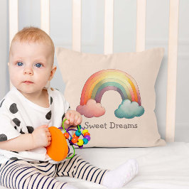 Kids Whimsical Pastel Rainbow in Clouds Kissen