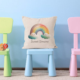 Kids Whimsical Pastel Rainbow in Clouds Kissen