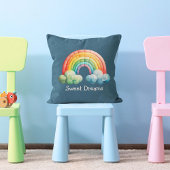 Kids Whimsical Pastel Rainbow in Clouds Kissen