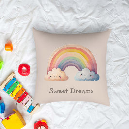 Kids Whimsical Pastel Rainbow in Clouds Kissen