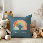Kids Whimsical Pastel Rainbow in Clouds Kissen