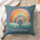 Kids Whimsical Pastel Rainbow in Clouds Kissen (Decke)