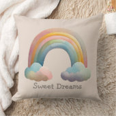 Kids Whimsical Pastel Rainbow in Clouds Kissen (Decke)