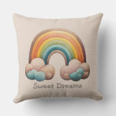 Kids Whimsical Pastel Rainbow in Clouds Kissen (Rückseite)