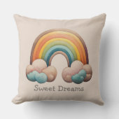 Kids Whimsical Pastel Rainbow in Clouds Kissen (Vorderseite)