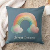 Kids Whimsical Pastel Rainbow in Clouds Kissen (Decke)