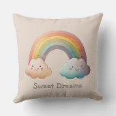 Kids Whimsical Pastel Rainbow in Clouds Kissen (Rückseite)
