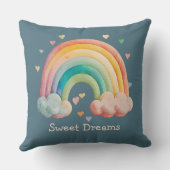 Kids Whimsical Pastel Rainbow in Clouds Kissen (Rückseite)