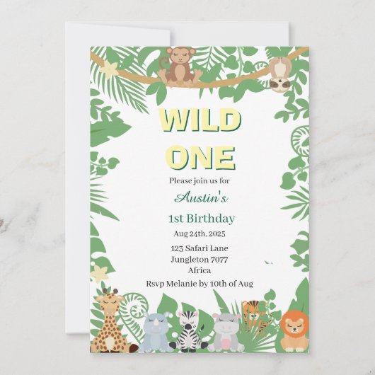 Kids Wild 1 1. Geburtstag Party Einladung (Vorderseite)