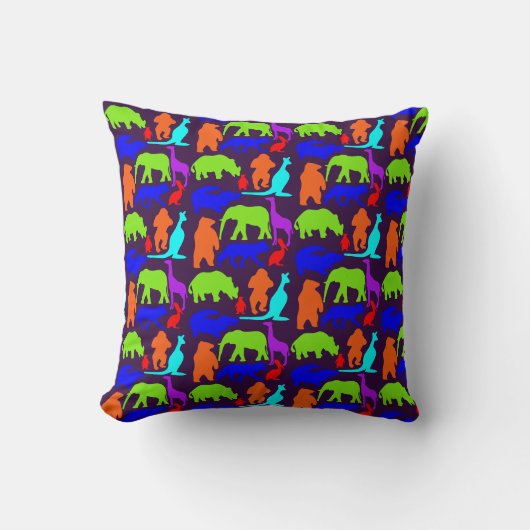 Kids Wild Animals farbenfroh hell Niedlich Kissen (Vorderseite)