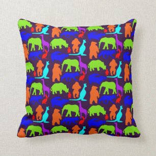 Kids Wild Animals farbenfroh hell Niedlich Kissen