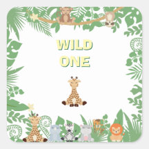 Kids Wild One Birthday Party Square Sticker