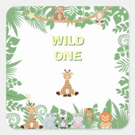 Kids Wild One Birthday Party Square Sticker