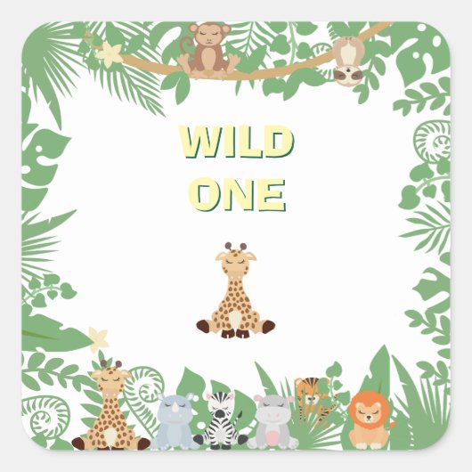 Kids Wild One Birthday Party Square Sticker (Vorderseite)