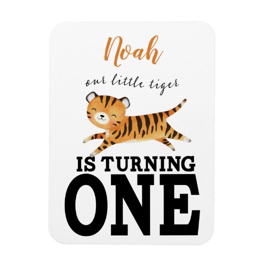 Kids Wild One Jungle Tiger erster Geburtstag Magnet (Vertikal)