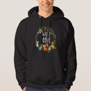 Kids Wild One Zoo Birthday Safari Jungle Animal Fu Hoodie