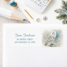 Kids Winter Watercolor Owl Rücksendeadresse
