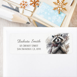 Kids Winter Watercolor Raccoon Rücksendeadresse
