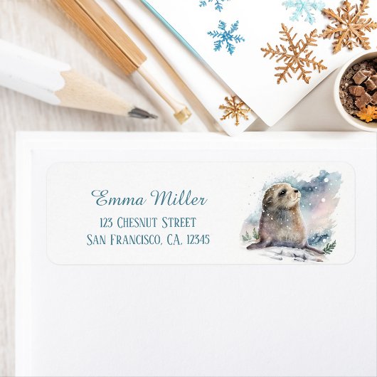 Kids Winter Watercolor Siegel Rücksendeadresse