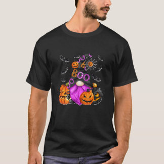 Kids Witchy Boo Gnome Graphic Kids Bats Pattern Pu T-Shirt