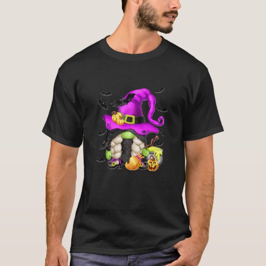 Kids Witchy Gnomies For Kids Girls Purple Hallowee T-Shirt (Vorderseite)